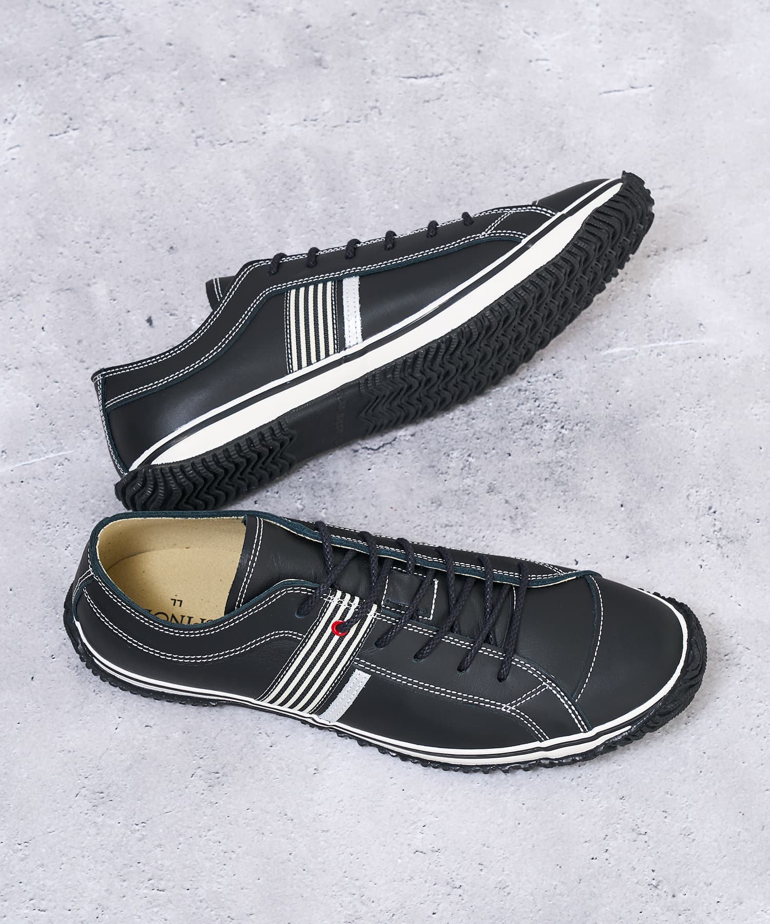 SP-168 Black/White | 国産ハンドメイド スニーカー スピングル