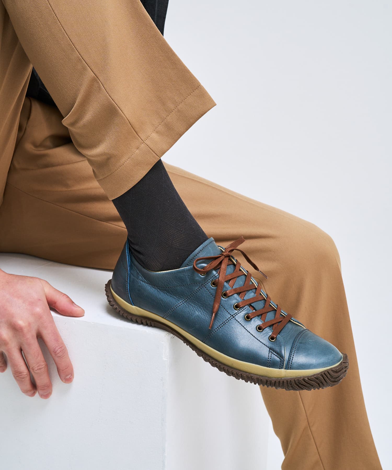 SP-272 Brown/Navy | 国産ハンドメイド スニーカー スピングル