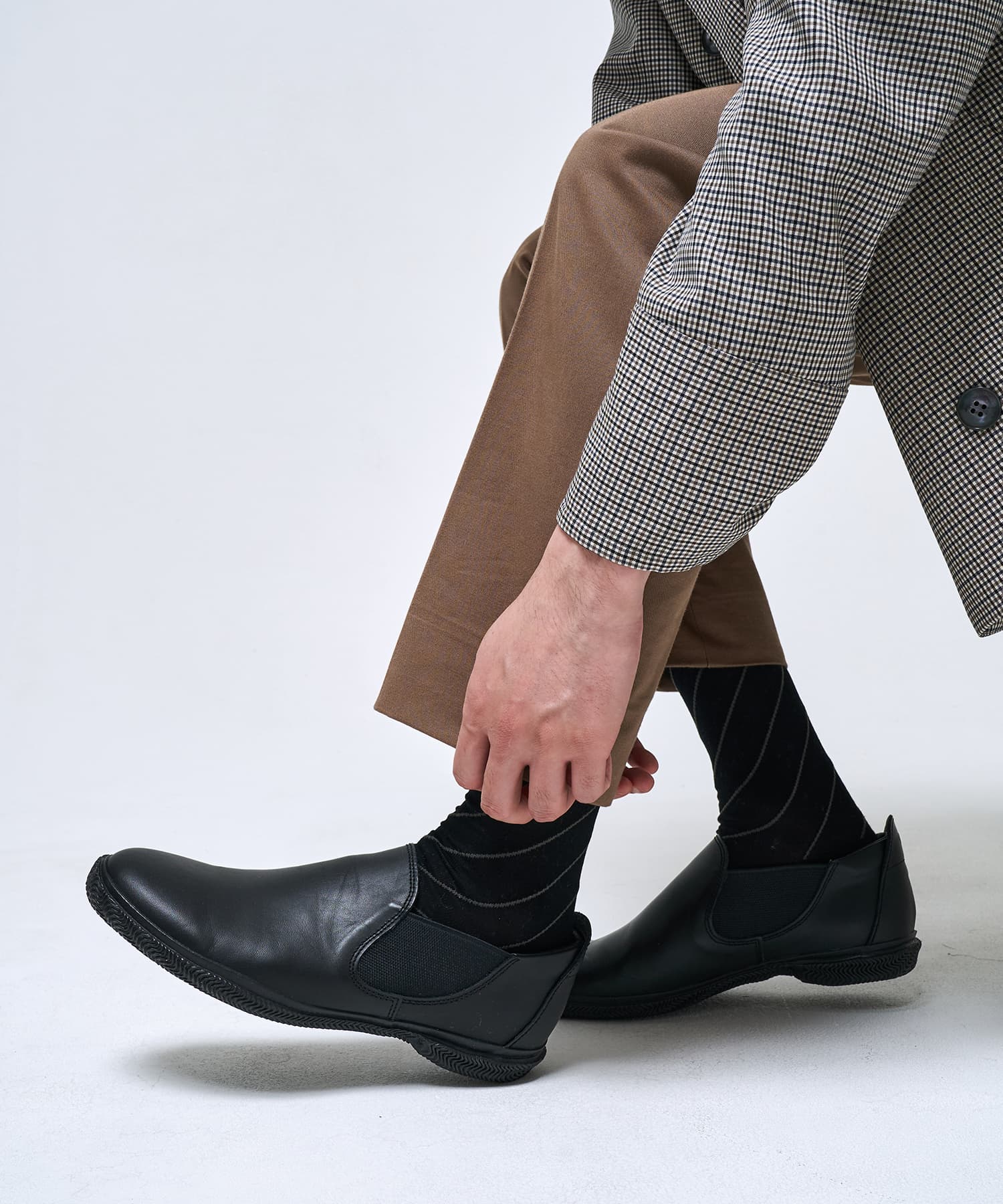 SPINGLEスピングル SP-6125 サイドゴアスニーカー Black LL SP-6125 Black | 国産ハンドメイド スニーカー スピングル