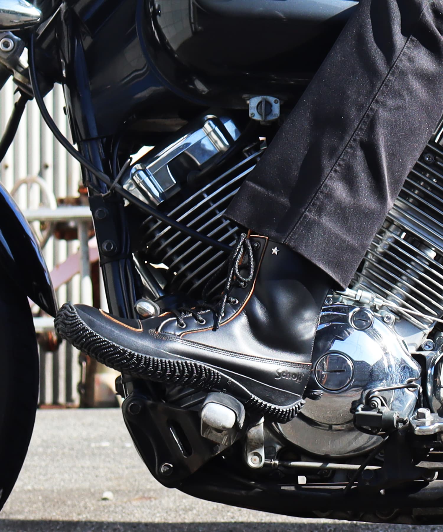 SP-Schott_01 Black | 国産ハンドメイド スニーカー スピングル