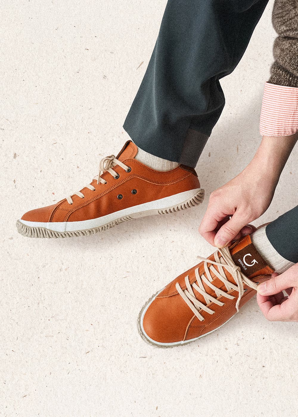 SPINGLEロゴ入りローカットSP-105IL Camel